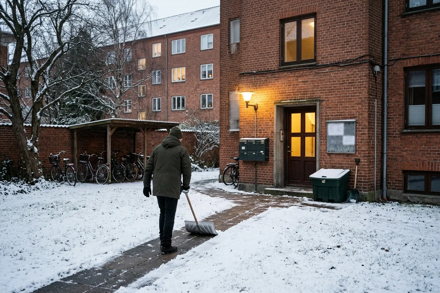 Illustration: Snerydning i ejer- og andelsboligforeningen - hvem har ansvaret, og hvem hæfter?