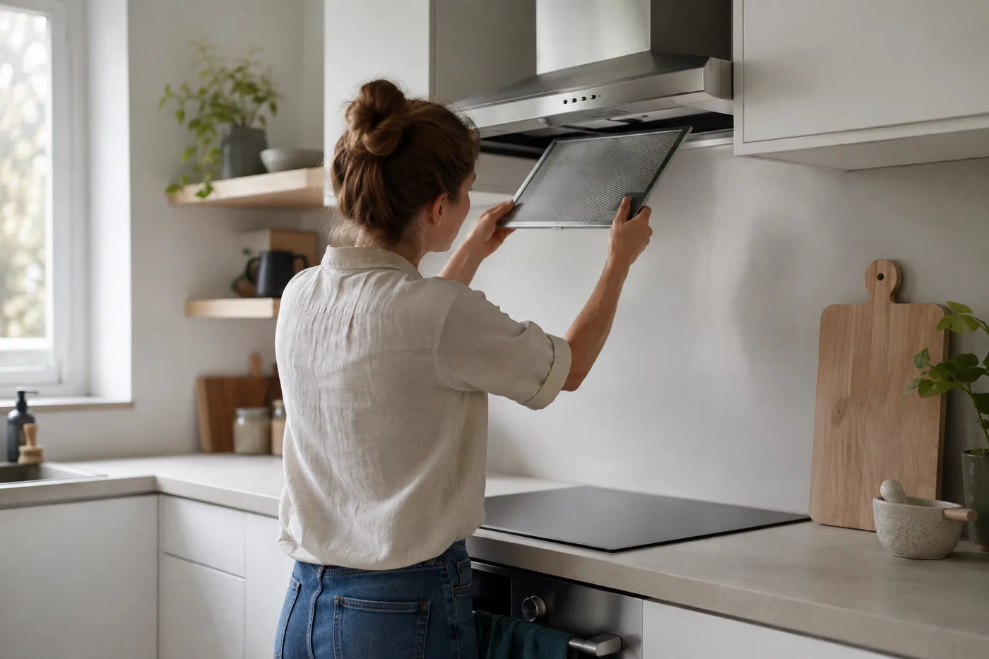 Illustration: Emhætten suger ikke - rens filtre i emhætte og ventilation