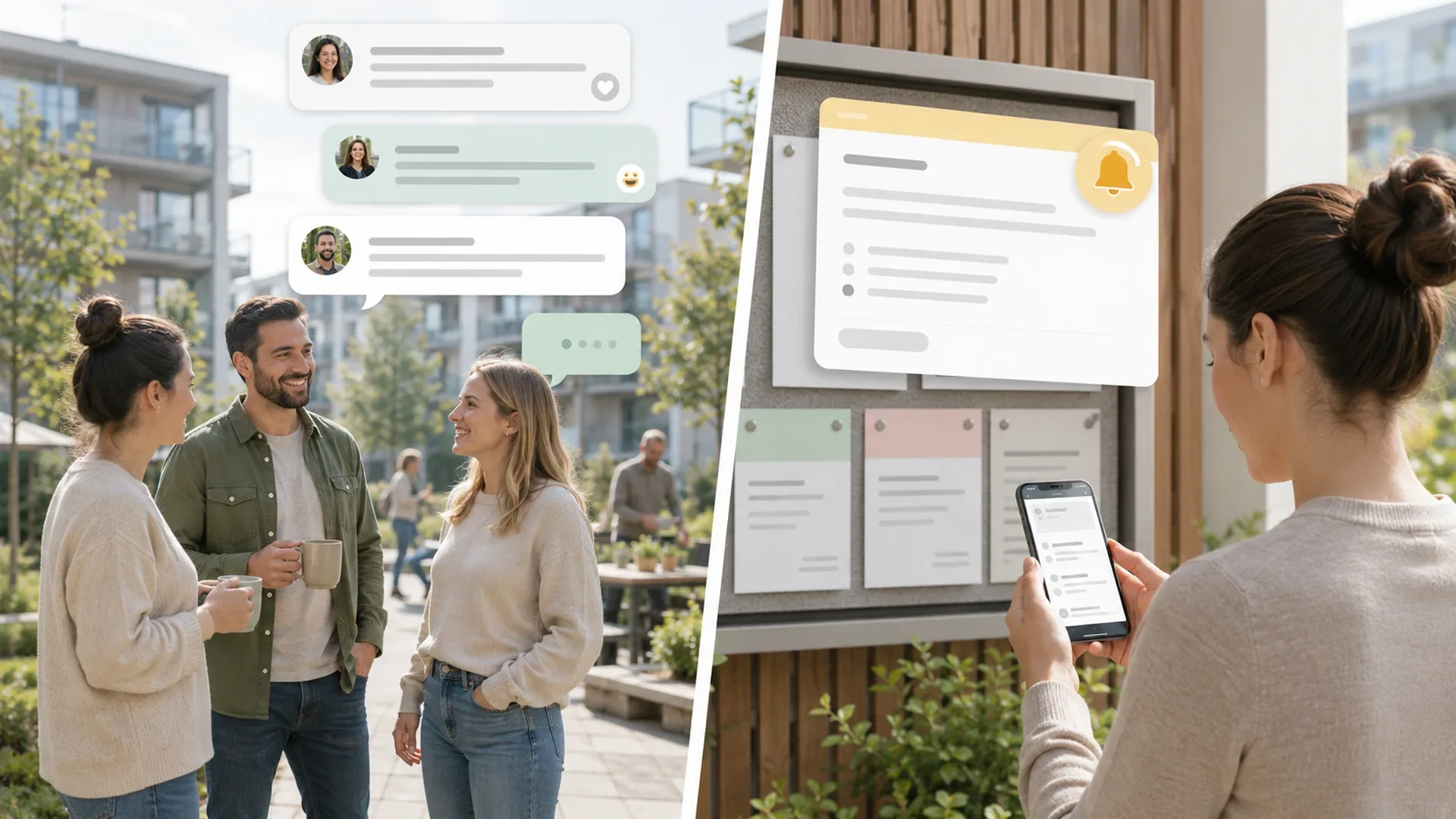Illustration af officiel opslagstavle adskilt fra dialog i feed