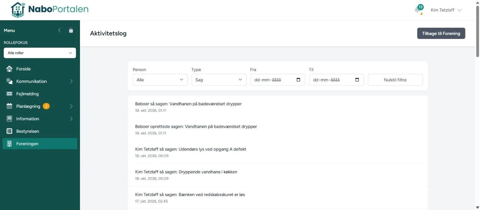 Filtre: person, type og periode – skærmbillede fra NaboPortalen