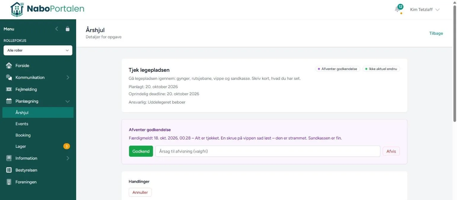 Godkend eller afvis – skærmbillede fra NaboPortalen