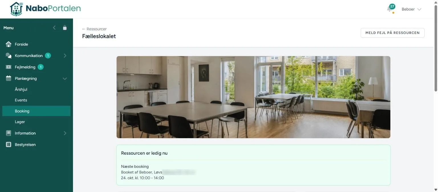 Privat kalender-link – skærmbillede fra NaboPortalen