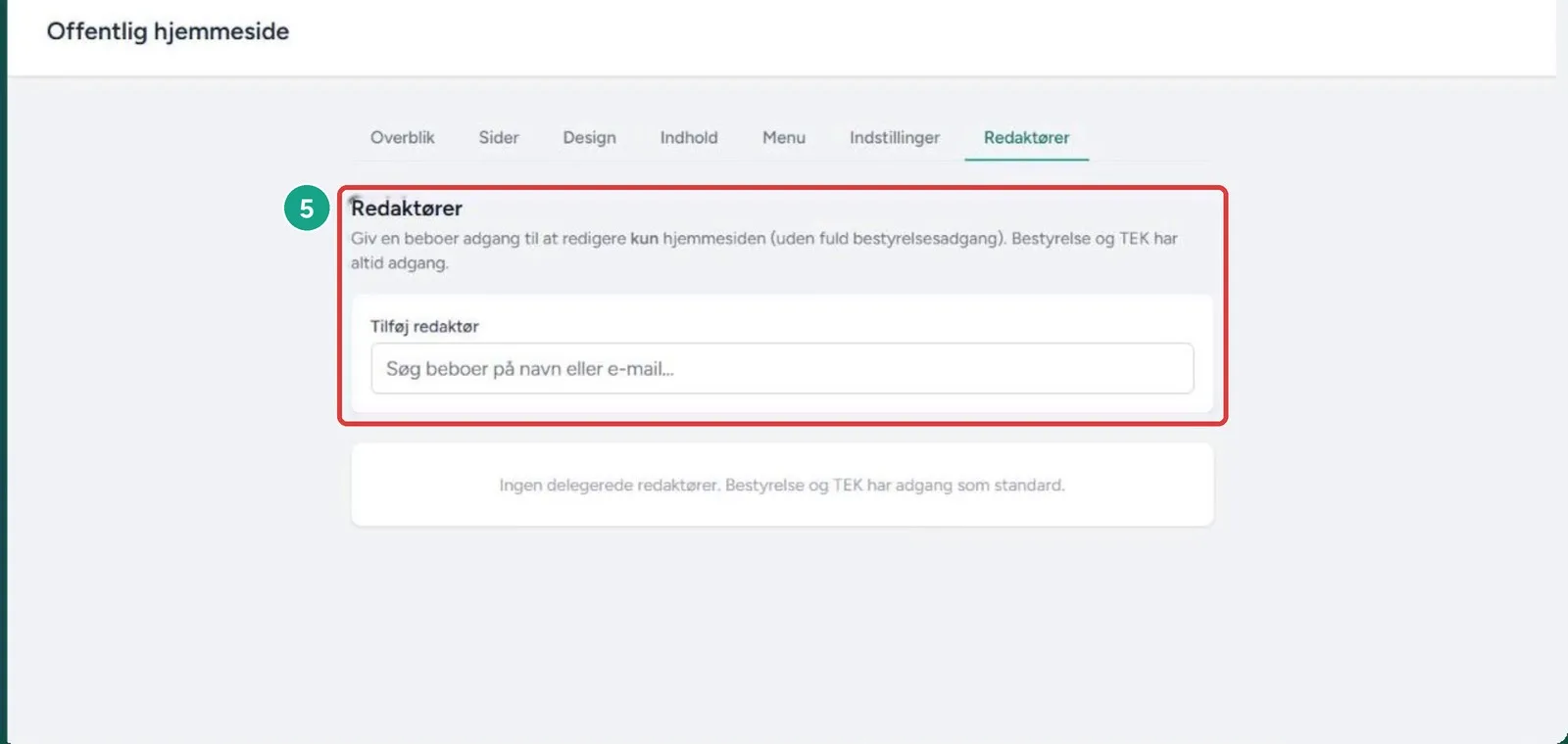 Menu og redaktører – skærmbillede fra NaboPortalen